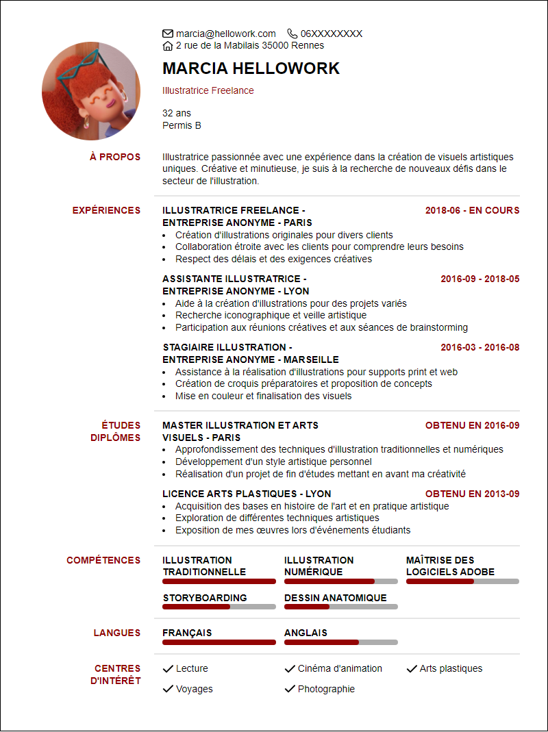 Modèle CV Illustration Exemple CV Illustration