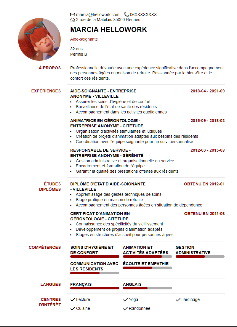 Modèle CV Maison retraite Exemple CV Maison retraite