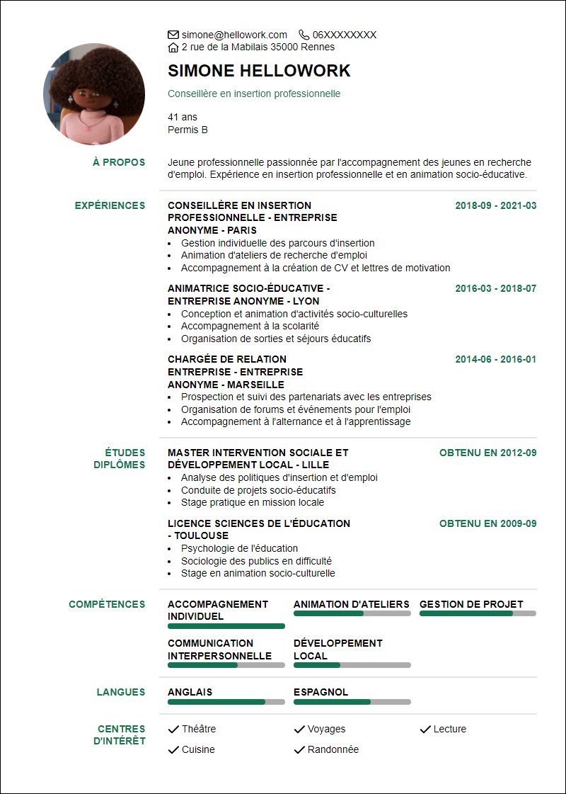 Modèle CV Mission locale Exemple CV Mission locale