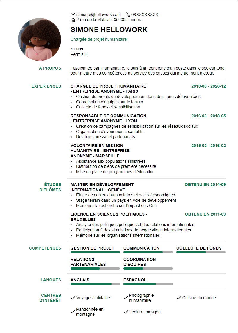 Modèle CV Ong Exemple CV Ong