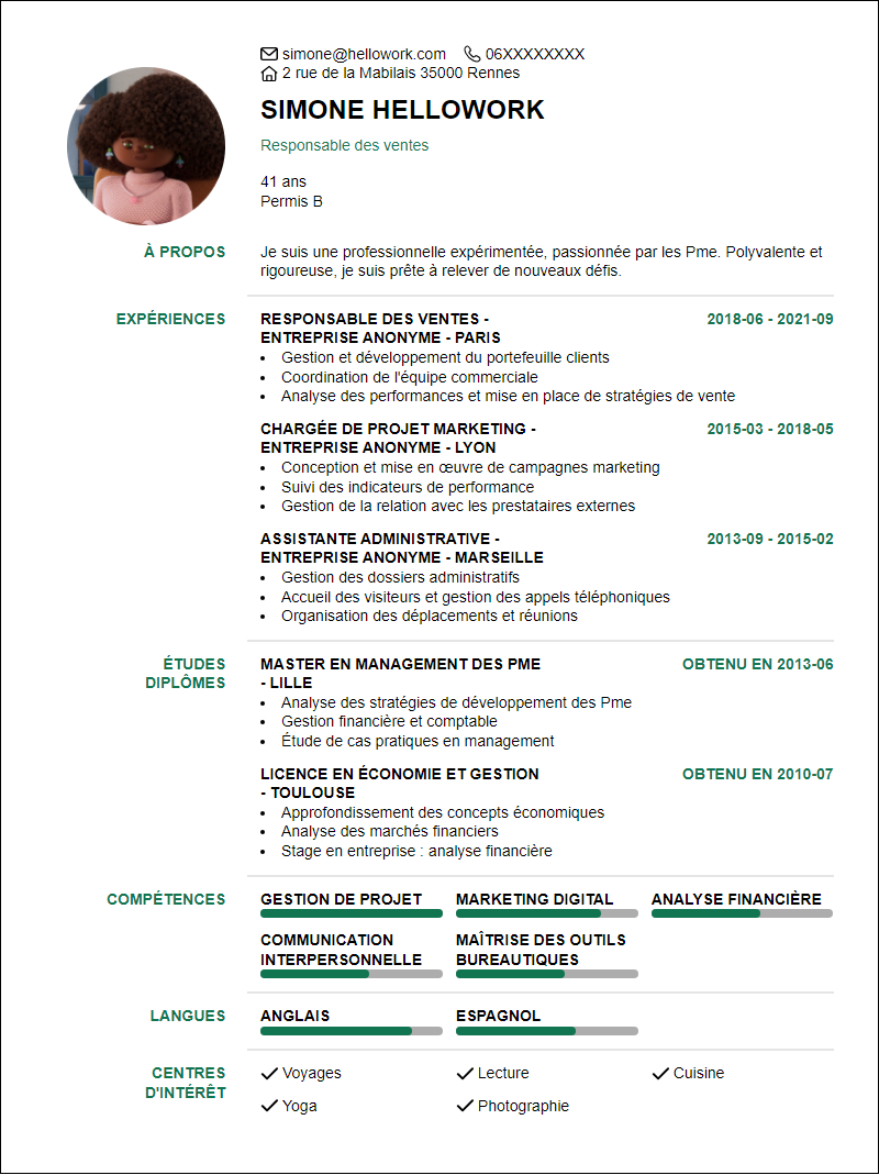 Modèle CV Pme Exemple CV Pme