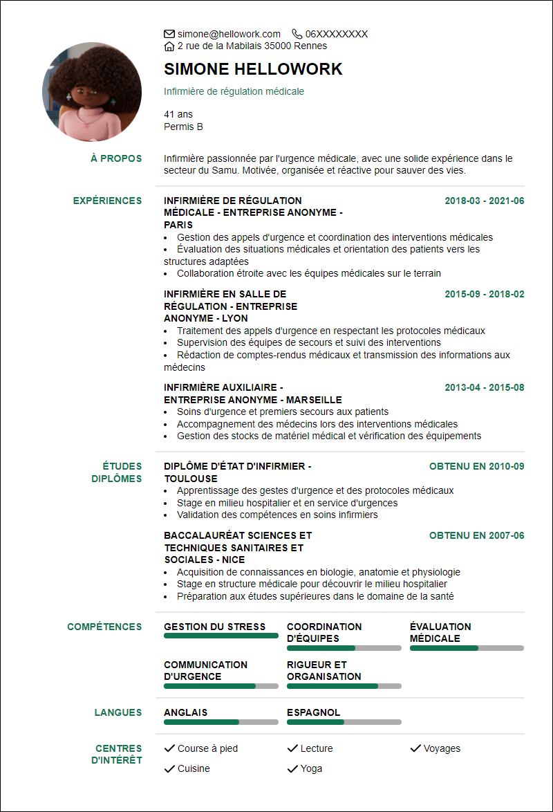 Modèle CV Samu Exemple CV Samu
