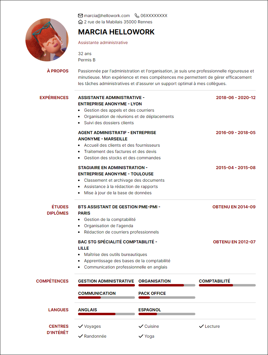 Exemple CV Administratif Hellowork Exemple CV Administratif Hellowork