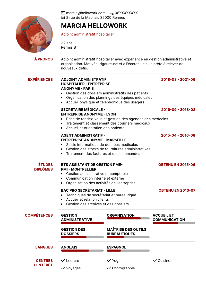Modèle CV Adjoint administratif hospitalier Exemple CV Adjoint administratif hospitalier