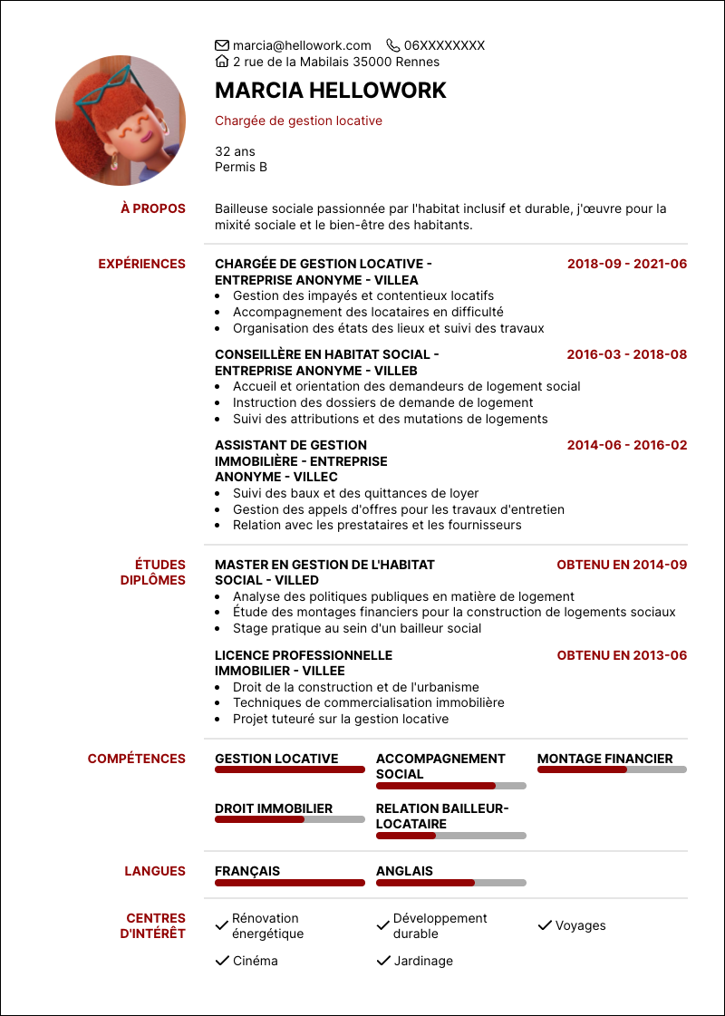 Modèle CV Bailleur social Exemple CV Bailleur social