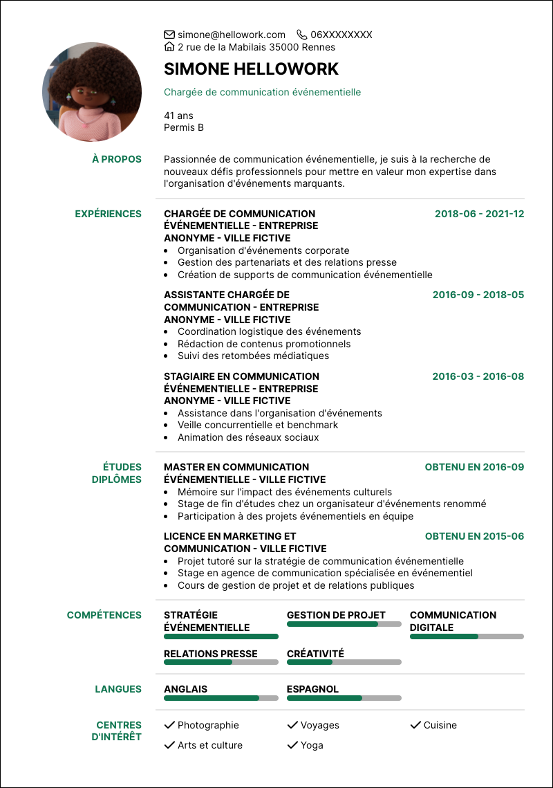 Modèle CV Chargé de communication événementielle Exemple CV Chargé de communication événementielle