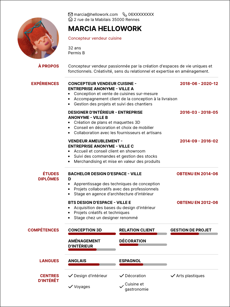 Modèle CV Concepteur vendeur Exemple CV Concepteur vendeur