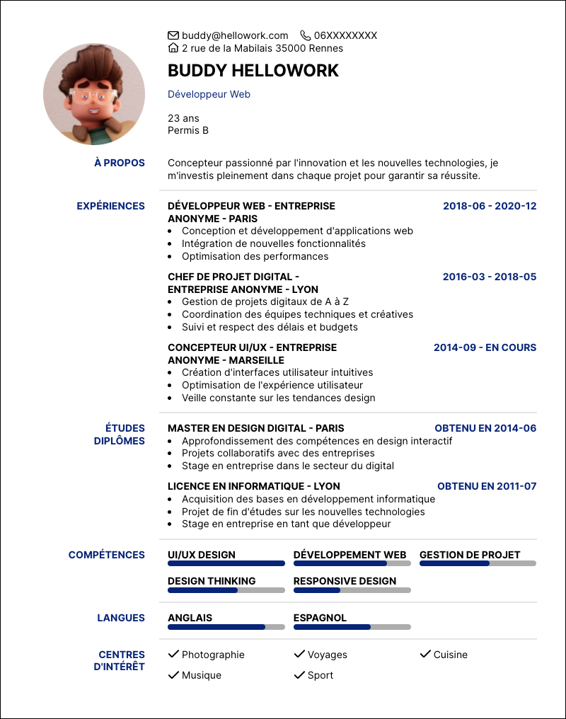 Modèle CV Concepteur Exemple CV Concepteur