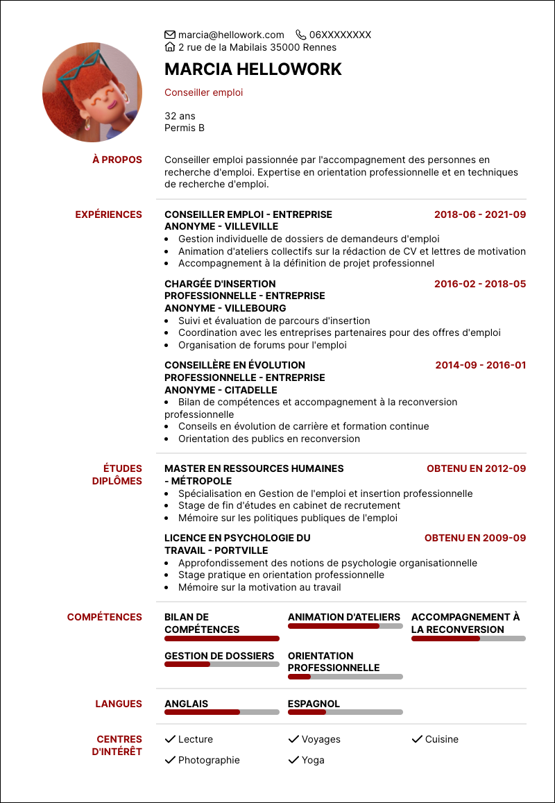 Modèle CV Conseiller emploi Exemple CV Conseiller emploi