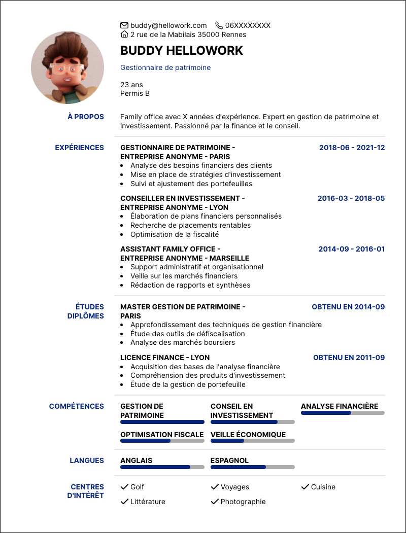 Exemple CV Family office