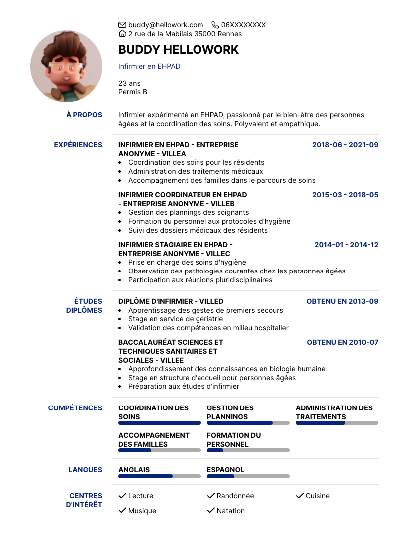 Modèle CV Infirmier ehpad Exemple CV Infirmier ehpad