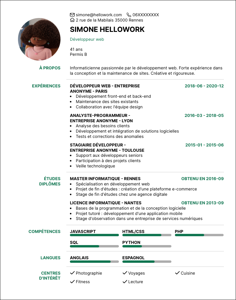 Modèle CV Informaticien Exemple CV Informaticien