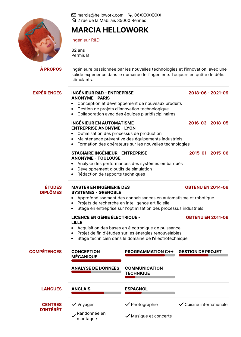 Modèle CV Ingénieur Exemple CV Ingénieur