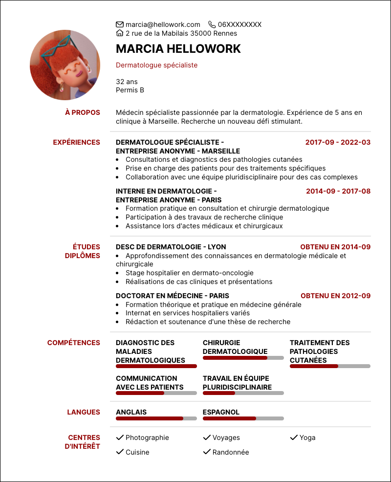 Modèle CV Médecin spécialiste Exemple CV Médecin spécialiste