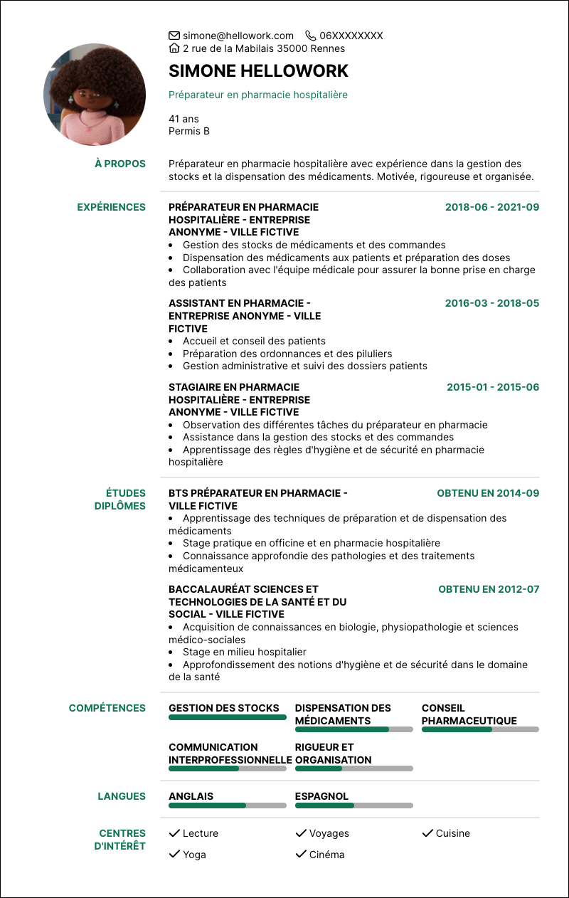 Modèle CV Préparateur en pharmacie hospitalière Exemple CV Préparateur en pharmacie hospitalière