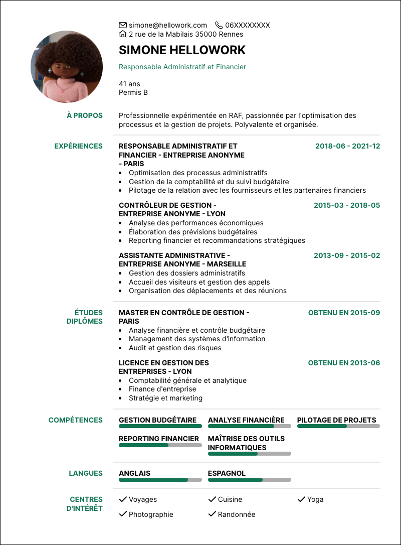 Modèle CV RAF Exemple CV RAF