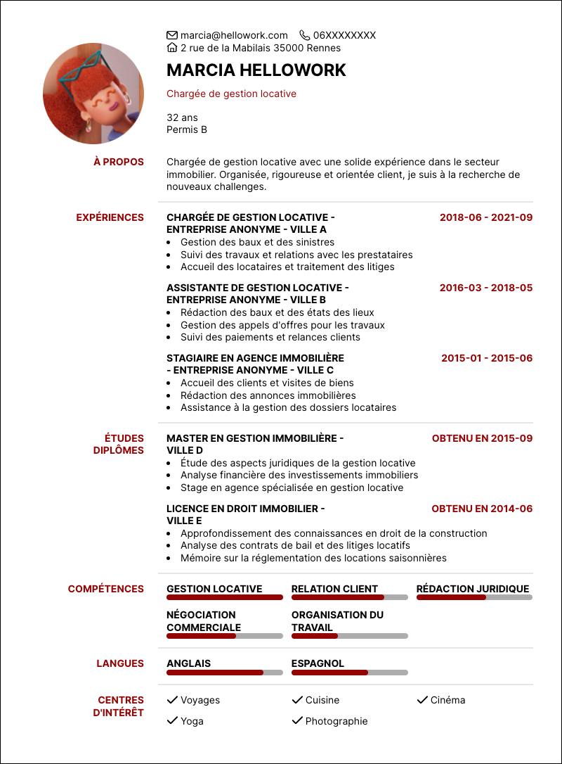 Modèle CV Chargé de gestion locative Exemple CV Chargé de gestion locative