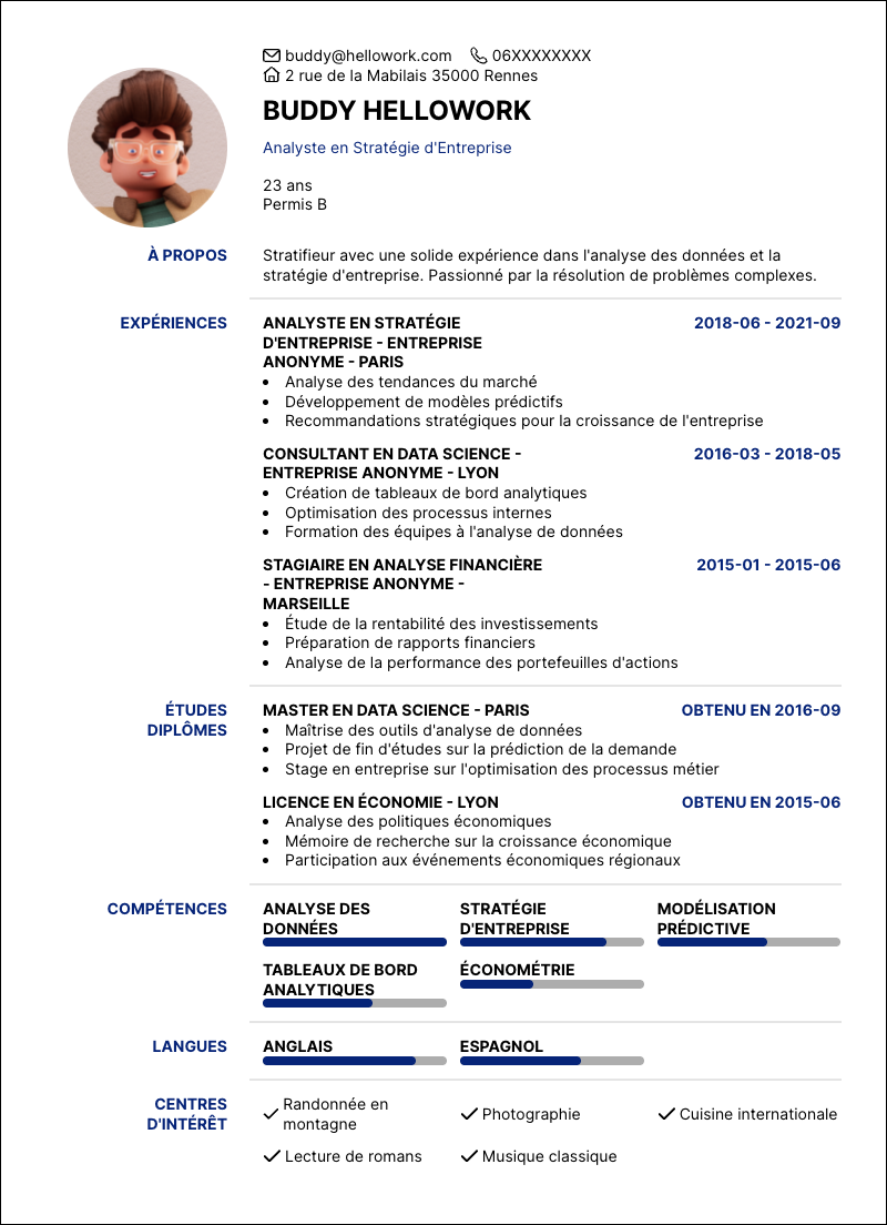 Modèle CV Stratifieur Exemple CV Stratifieur