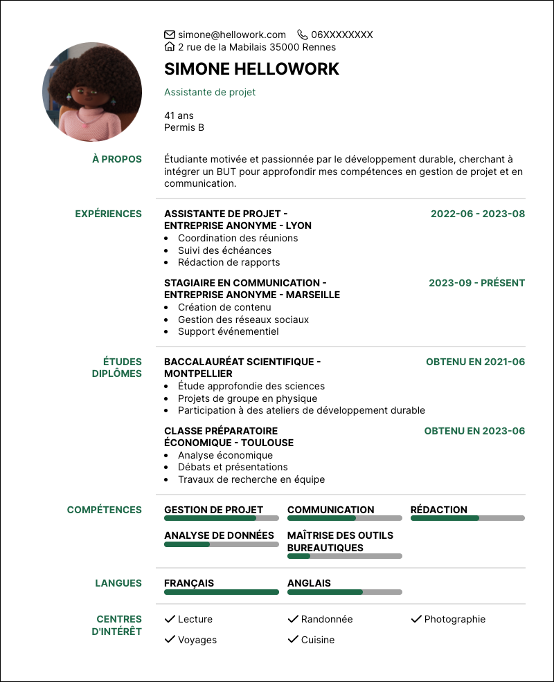 Exemple CV BUT