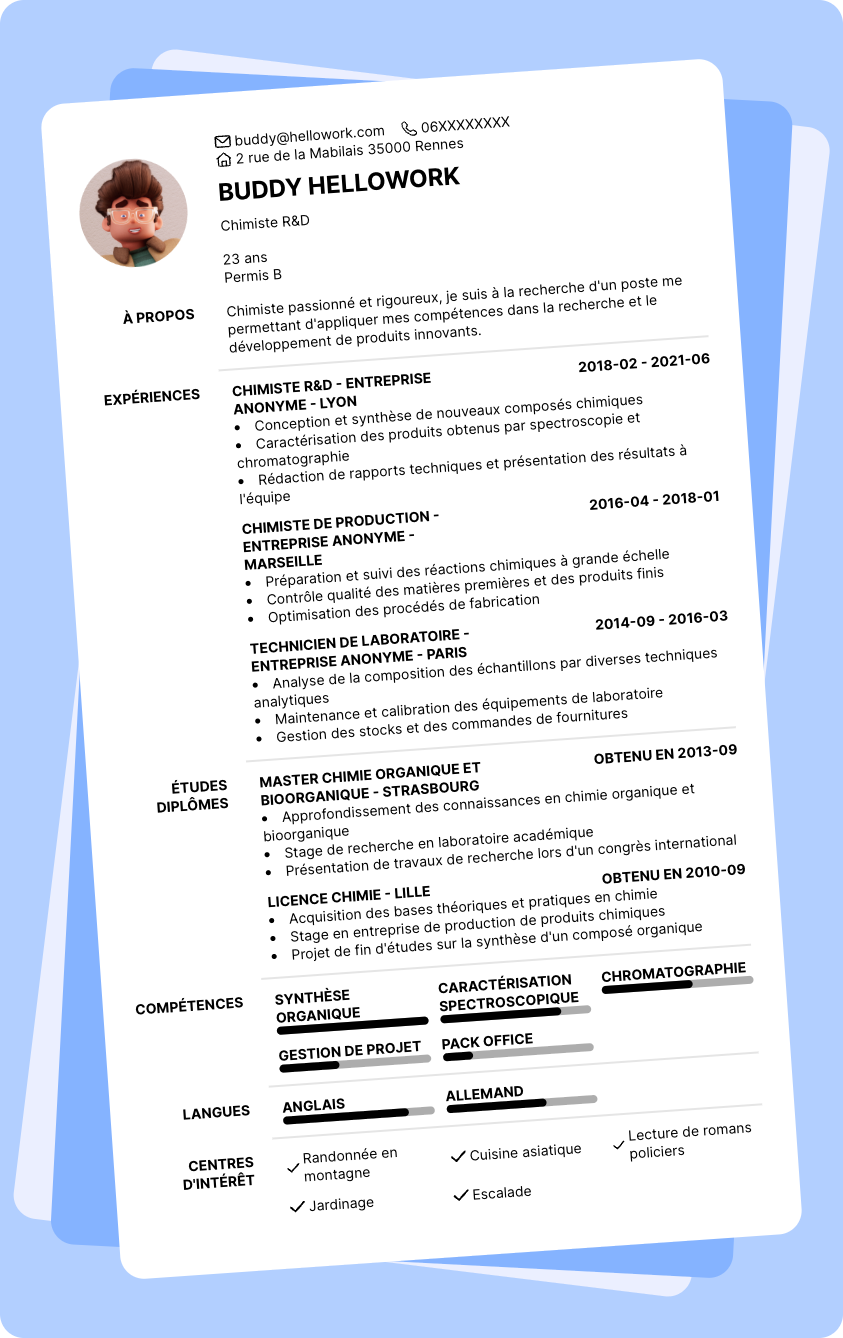 Exemple CV Chimie