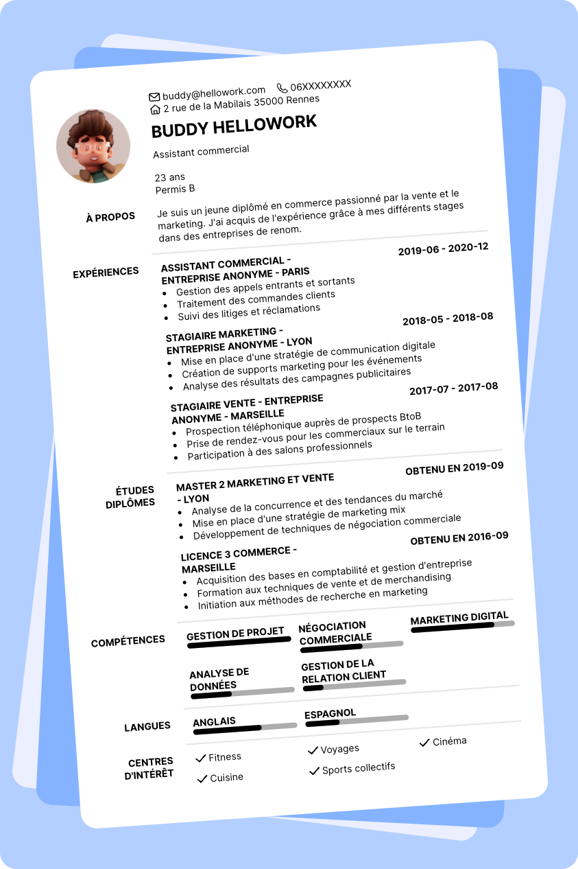 Modèle CV Commerce Exemple CV Commerce