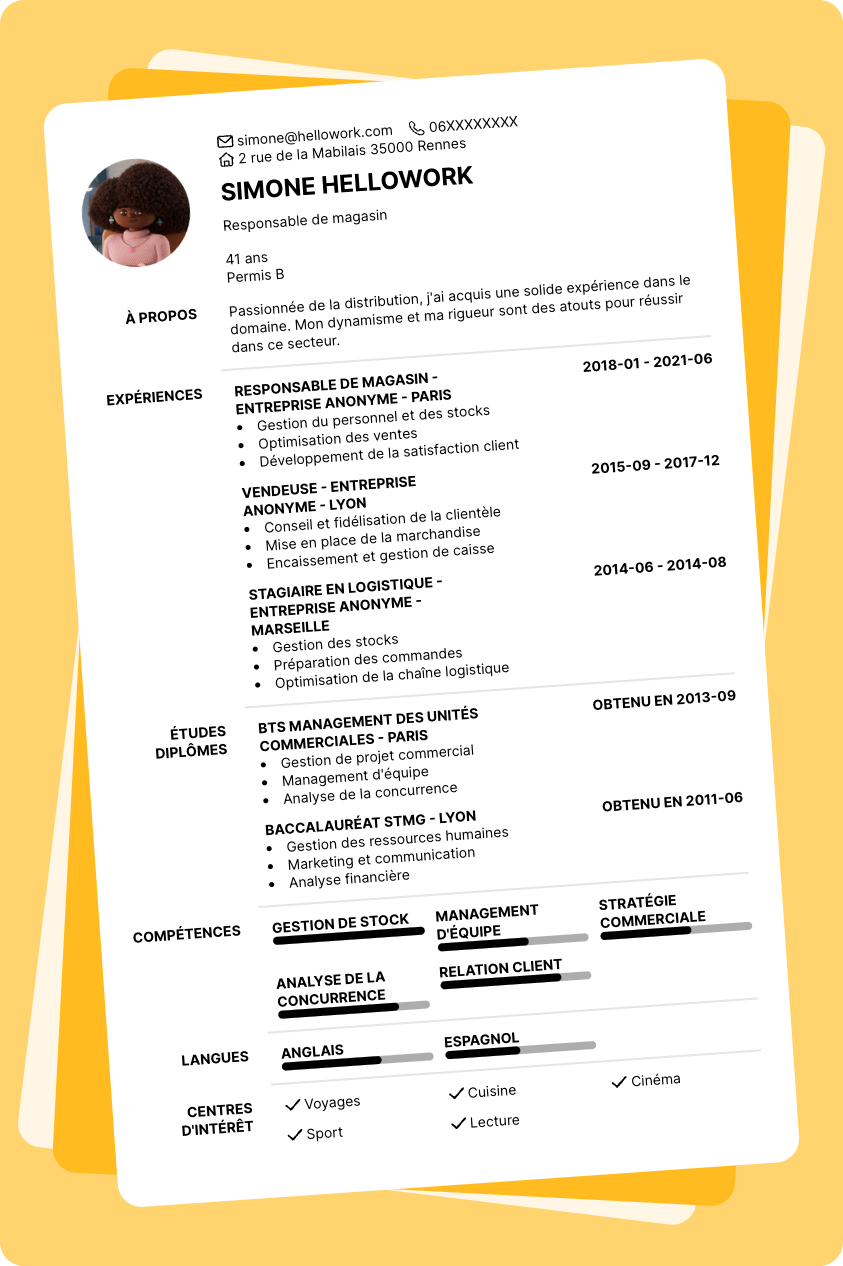 Modèle CV Distribution Exemple CV Distribution