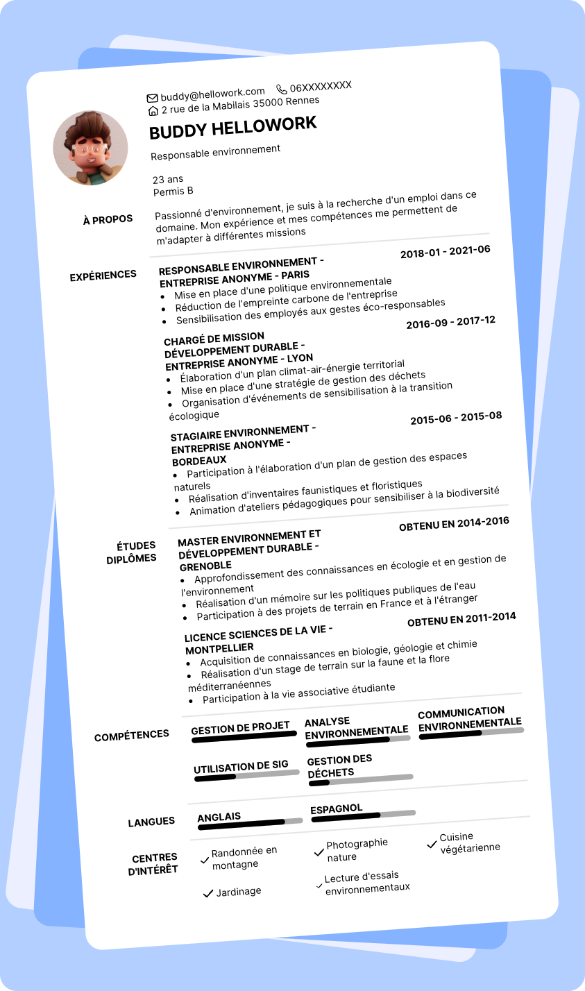 Exemple CV Environnement