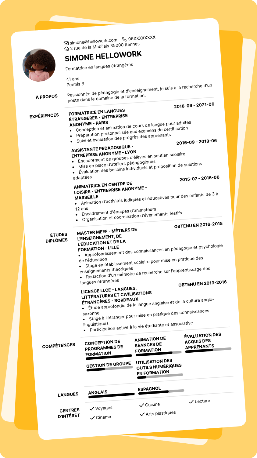 Exemple CV Formation