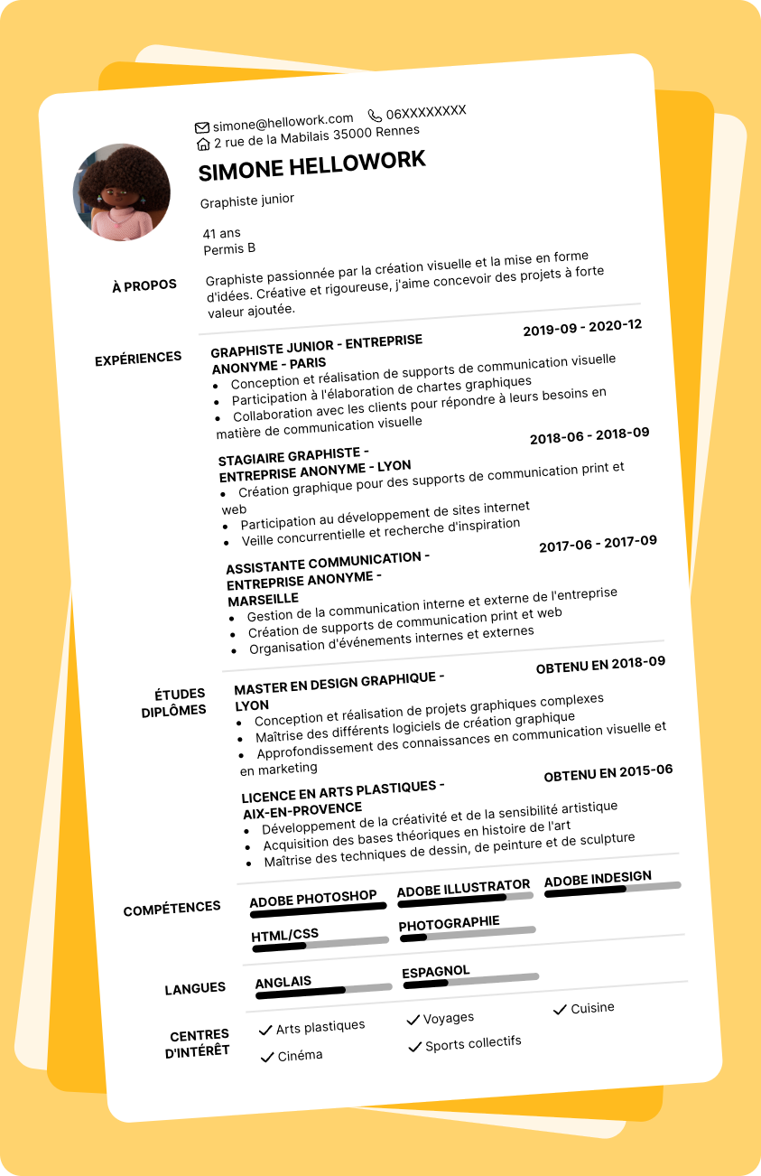 Modèle CV Graphisme Exemple CV Graphisme