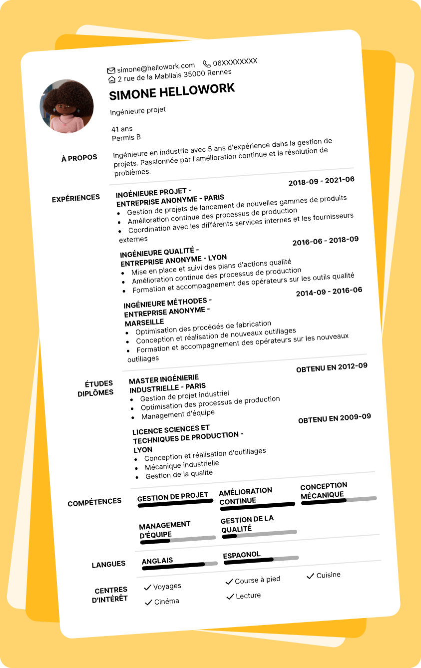 Modèle CV Industrie Exemple CV Industrie