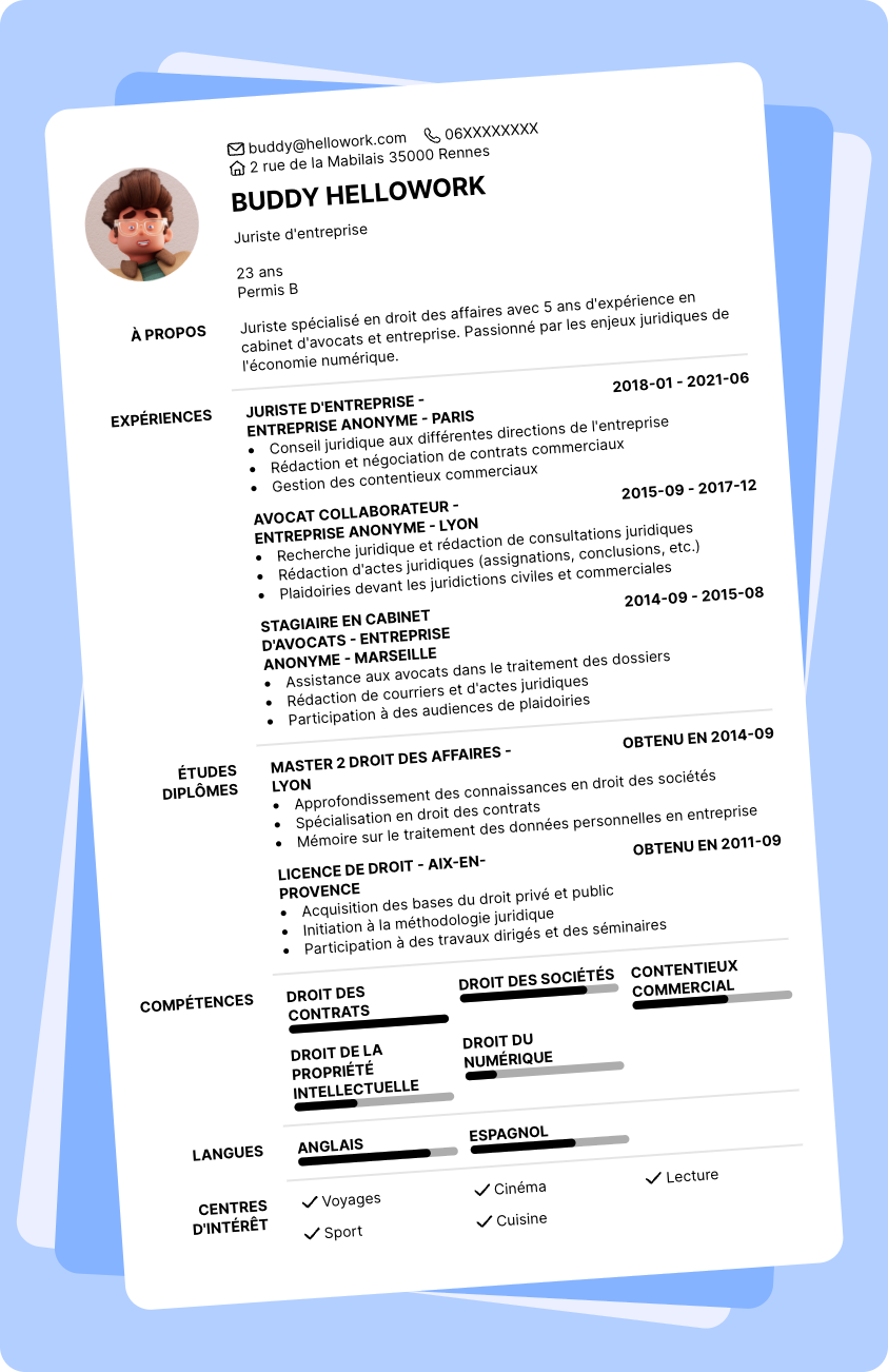 Exemple CV Juridique