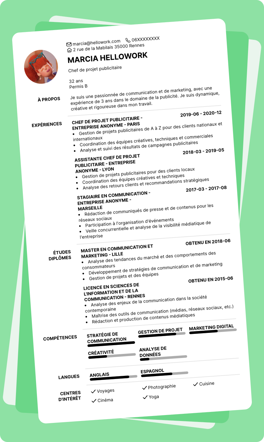 Exemple CV Pub