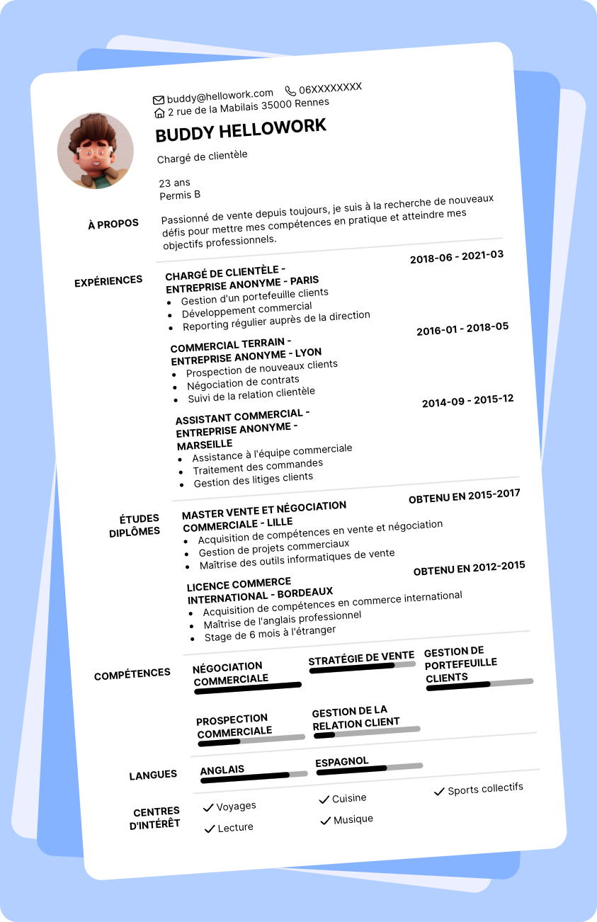 Modèle CV Vente Exemple CV Vente