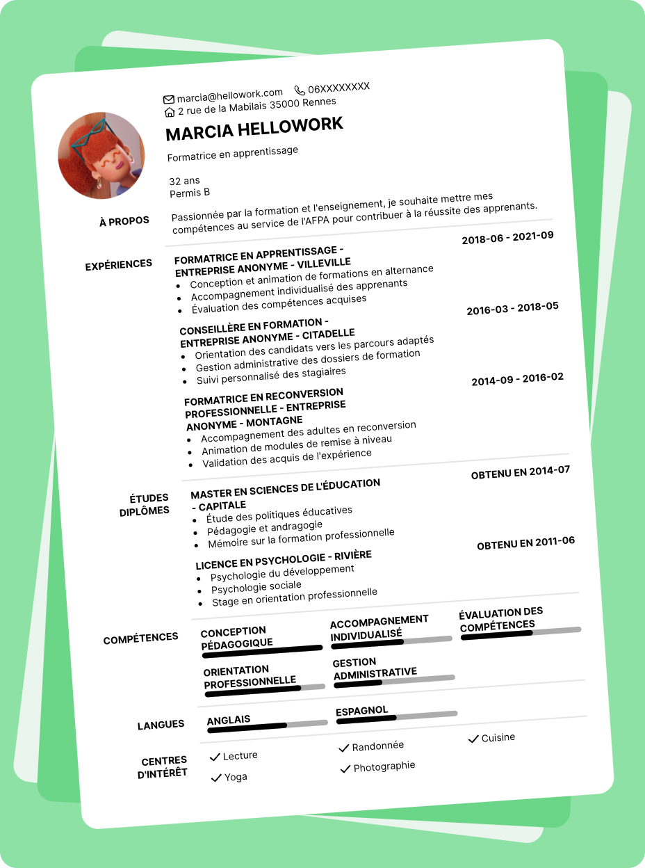 Exemple CV AFPA