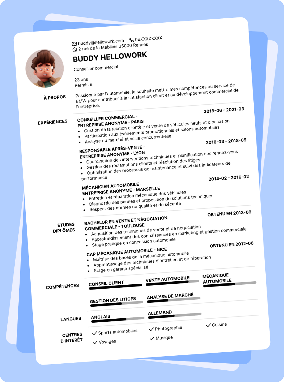 Exemple CV BMW