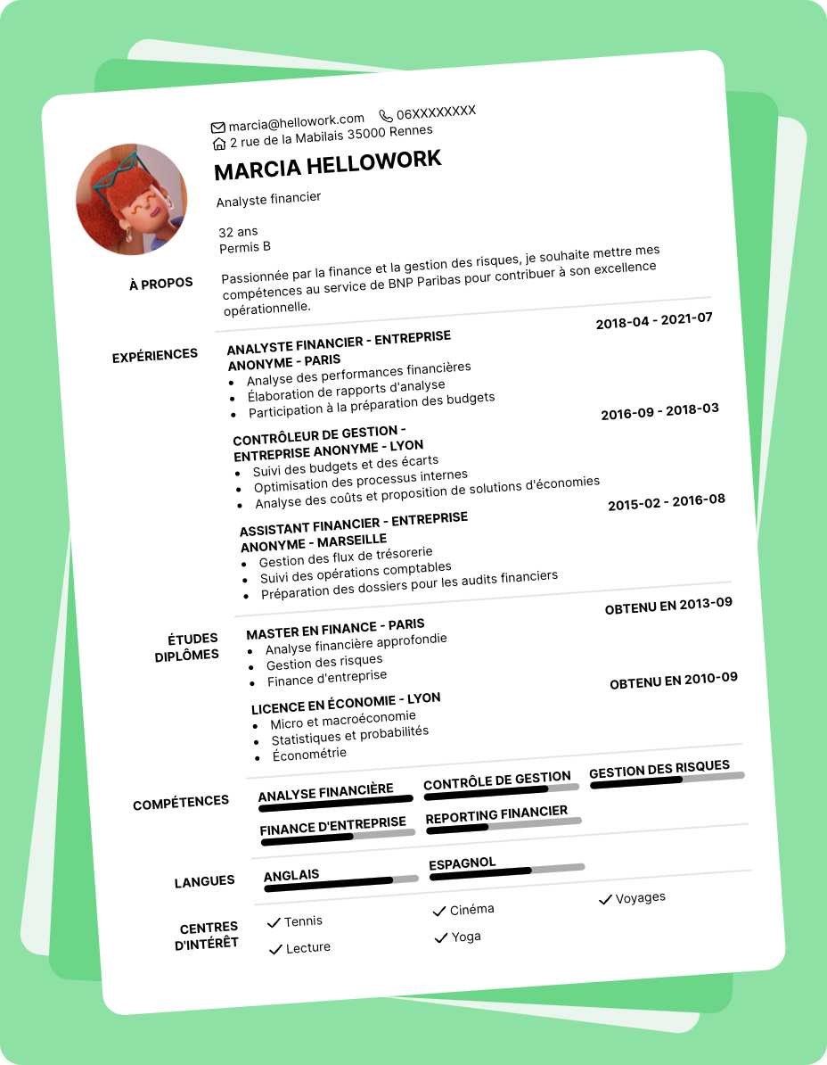 Exemple CV BNP Paribas