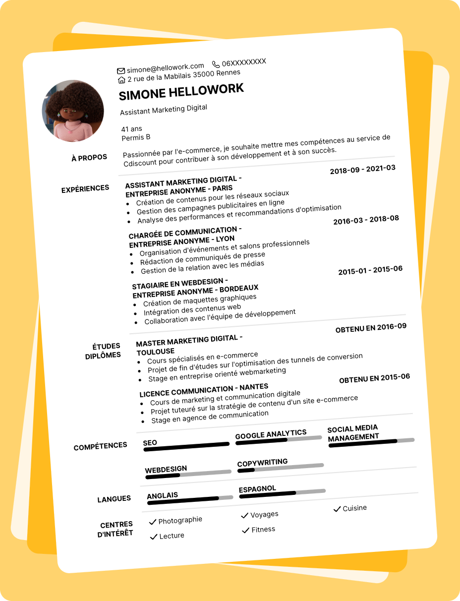 Exemple CV Cdiscount