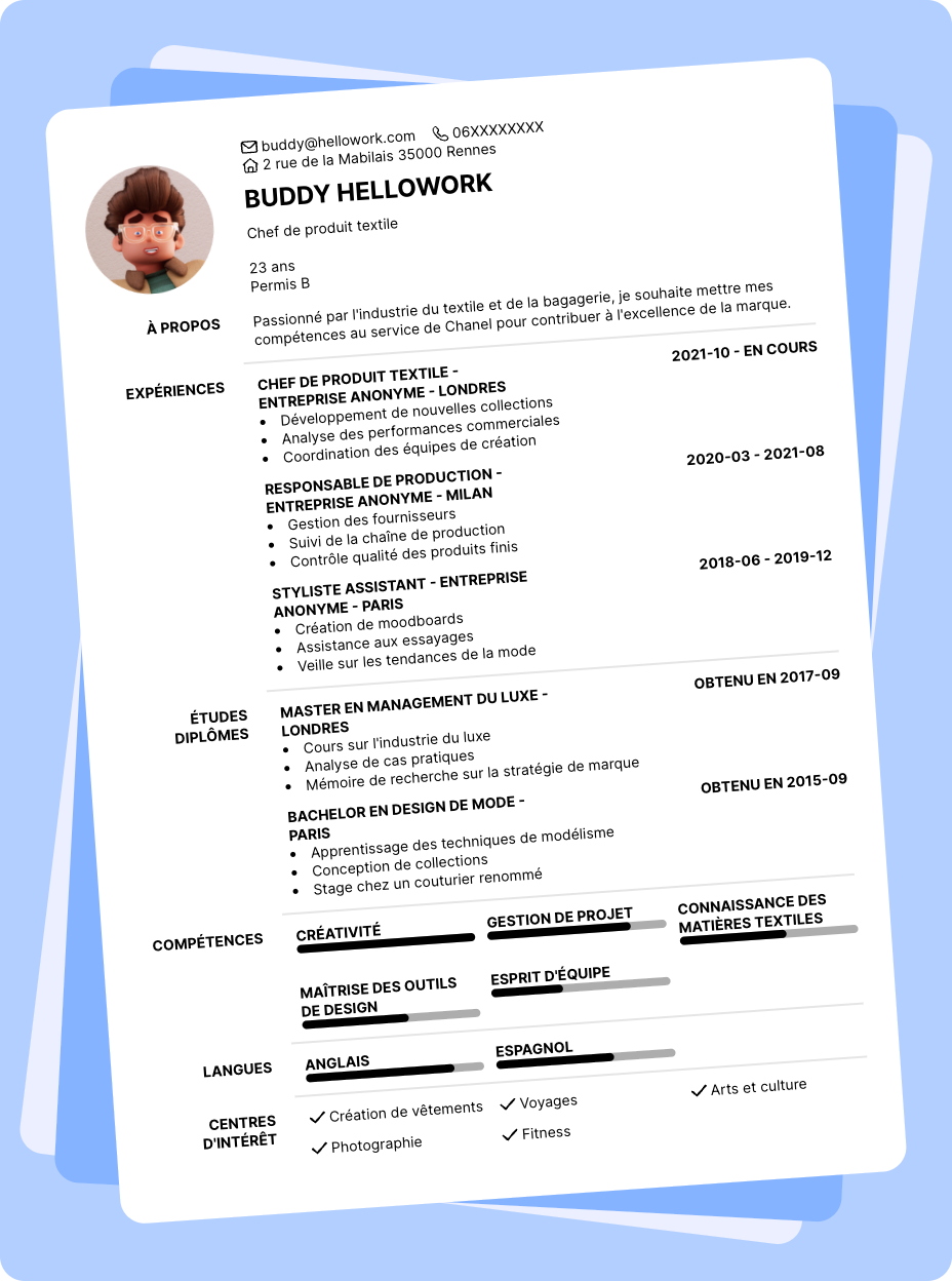 Exemple CV Chanel