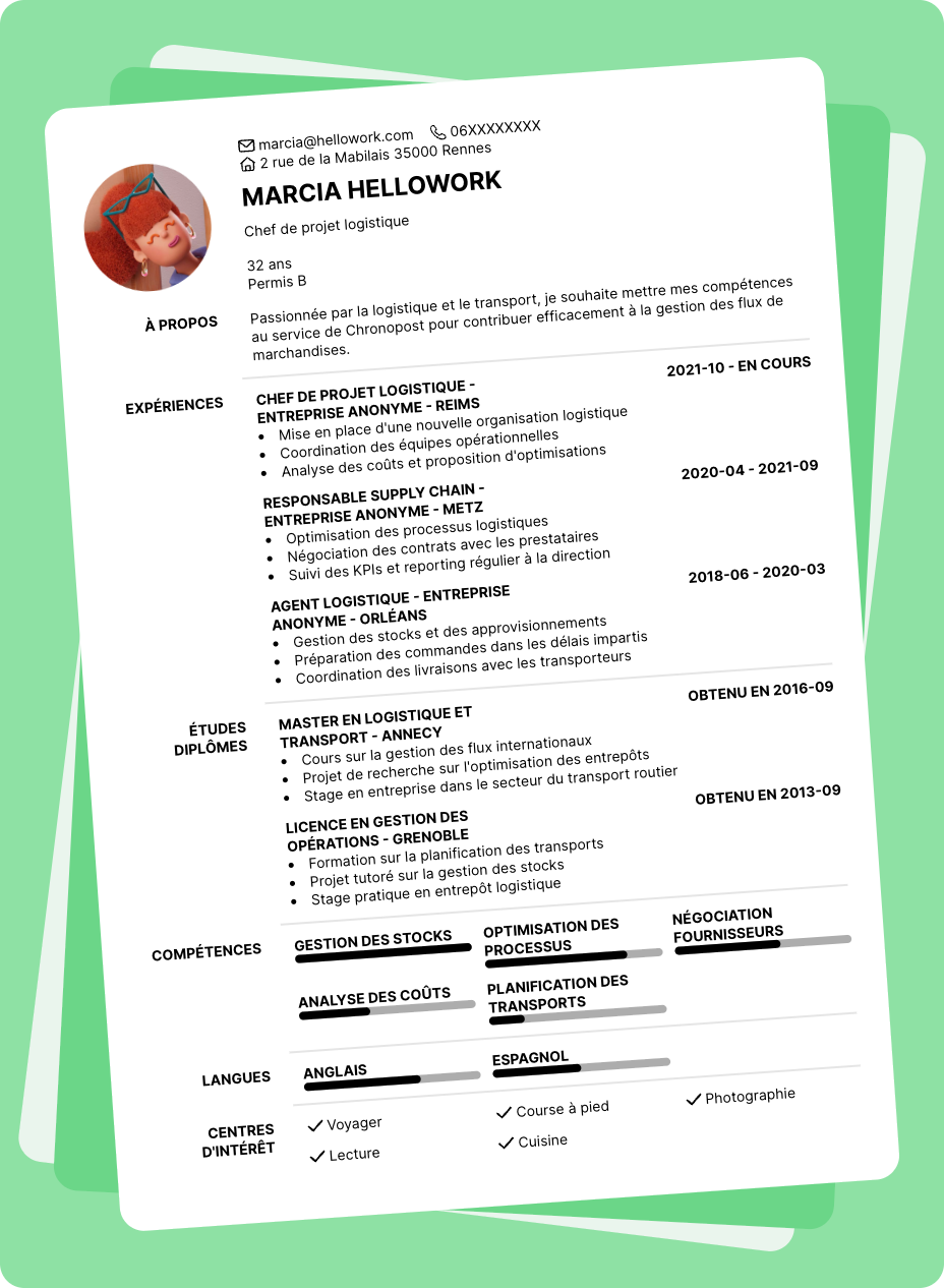 Exemple CV Chronopost