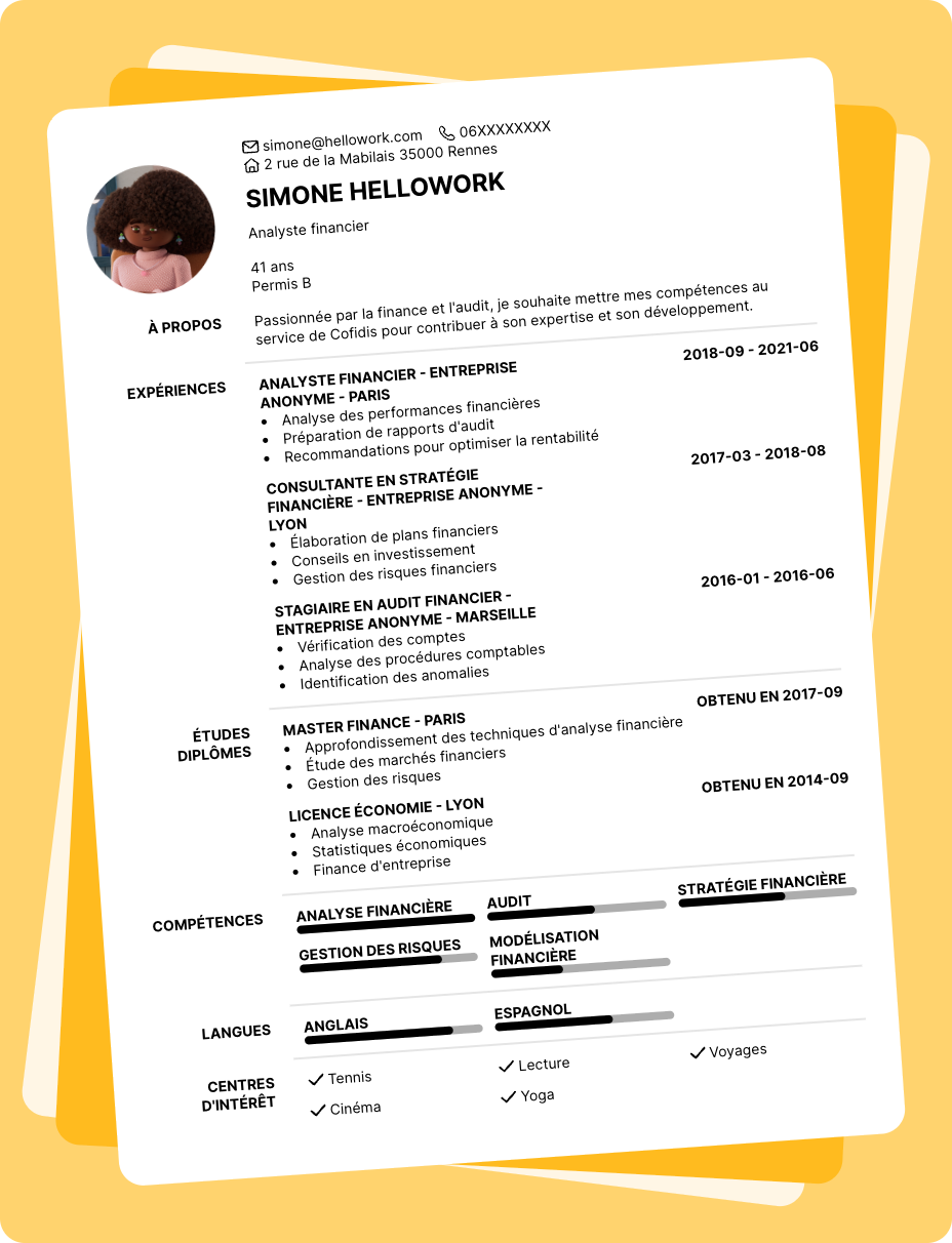 Exemple CV Cofidis