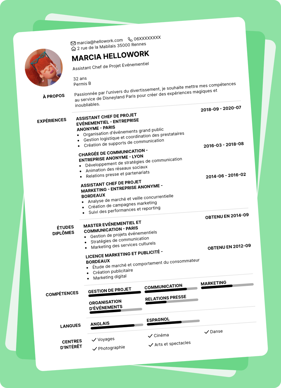 Exemple CV Disneyland Paris
