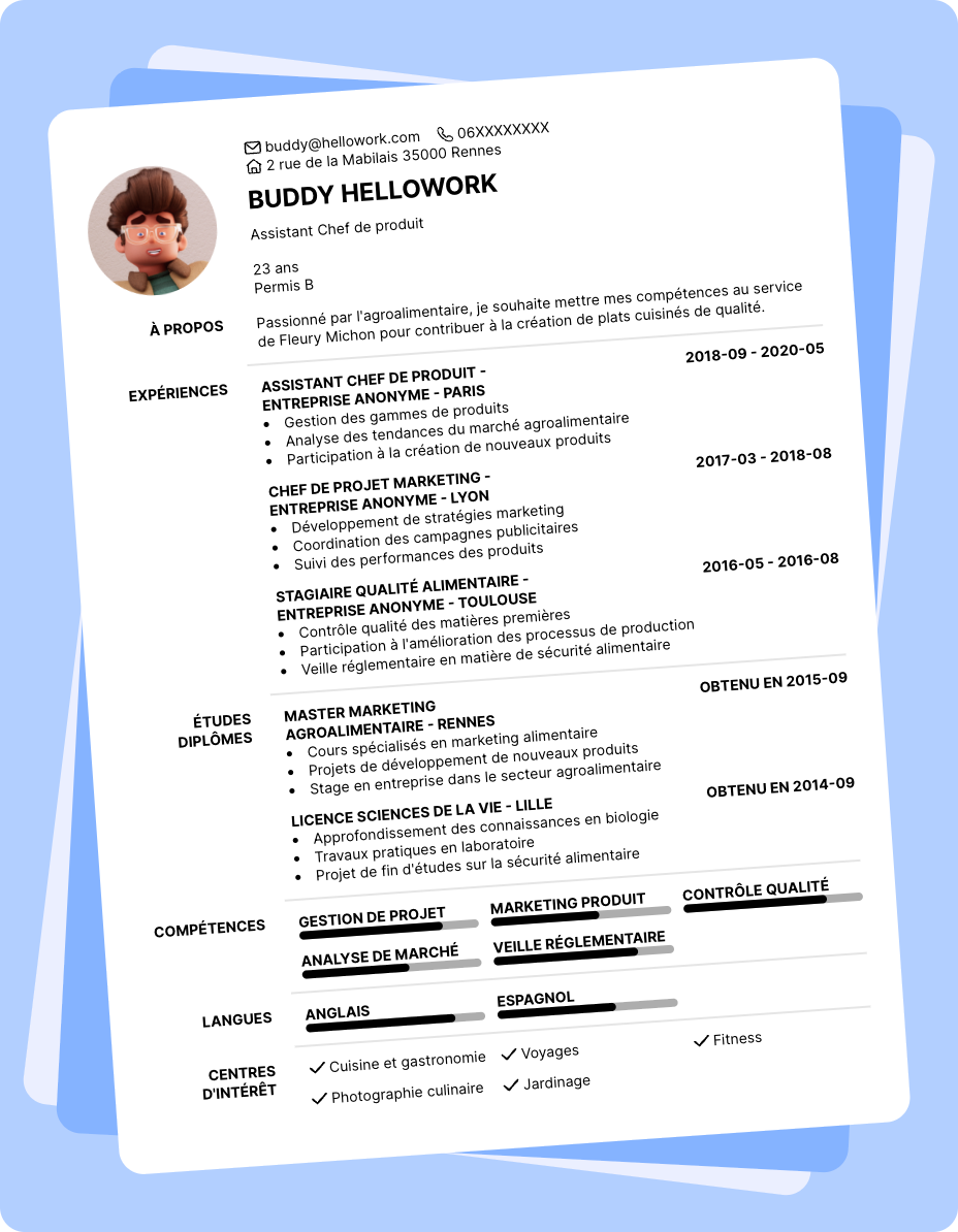 Exemple CV Fleury Michon