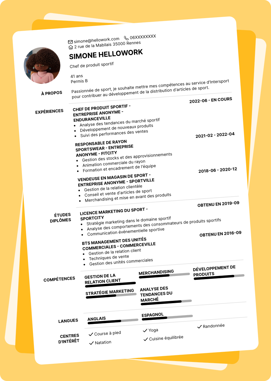Exemple CV Intersport