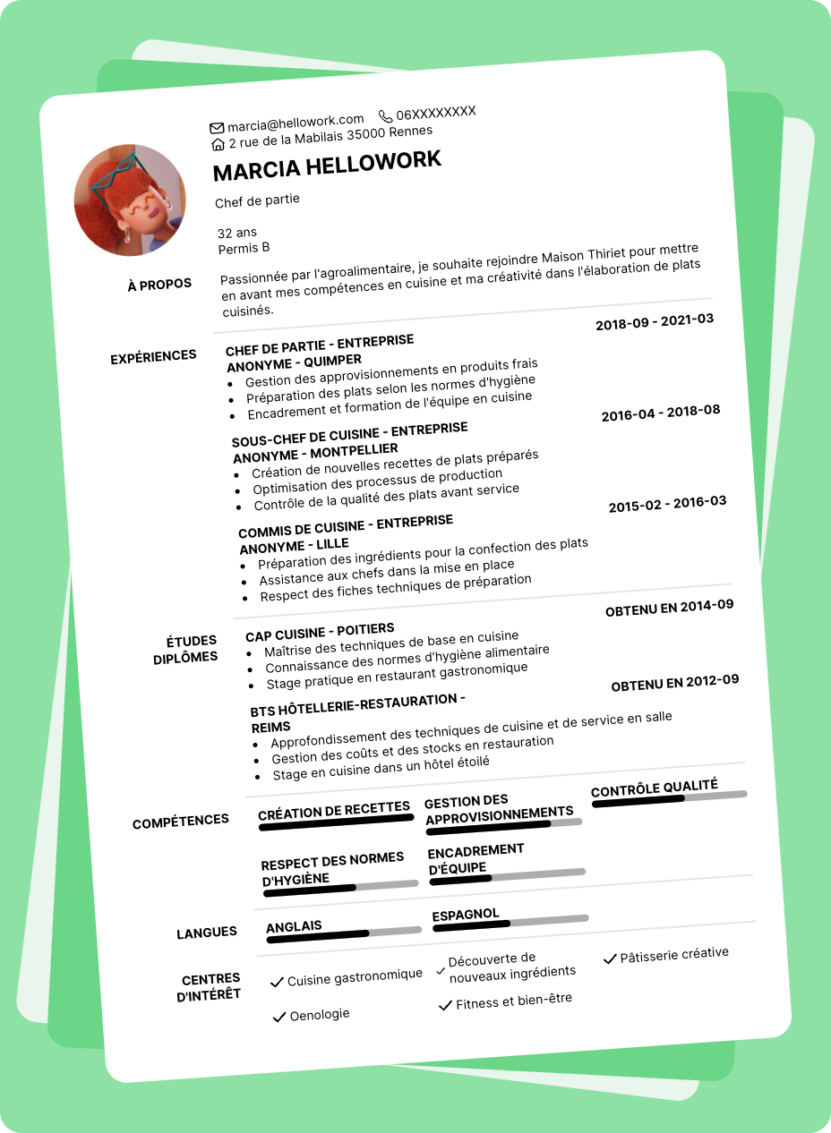 Exemple CV Maison Thiriet