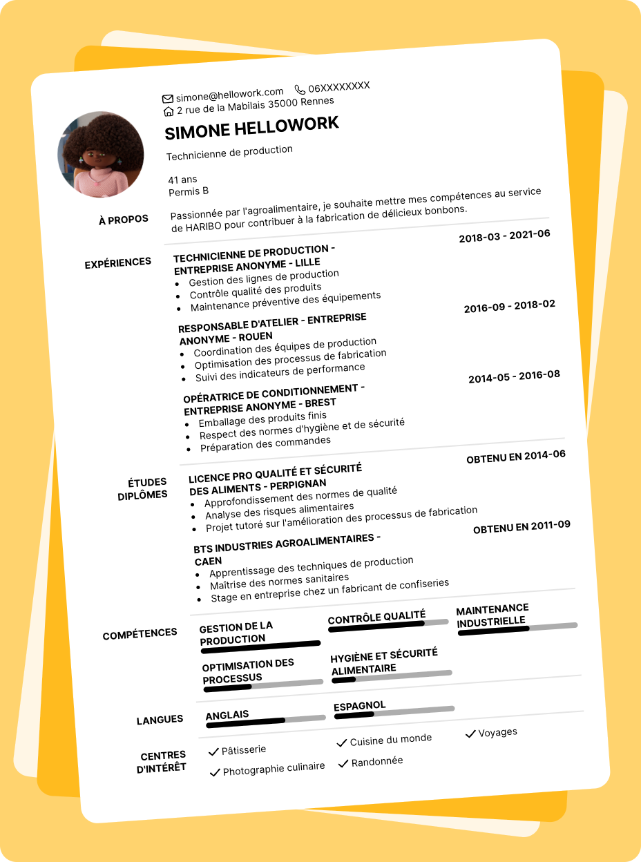 Exemple CV HARIBO