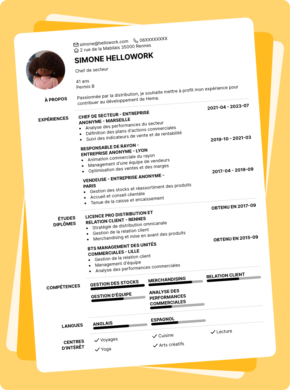 Exemple CV Hema