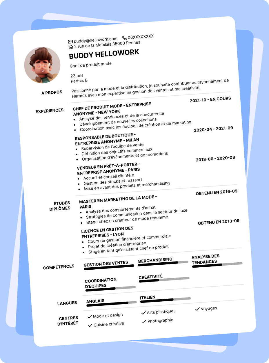 Exemple CV Hermès