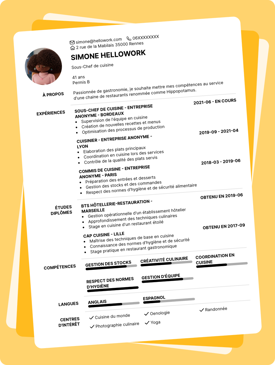 Exemple CV Hippopotamus