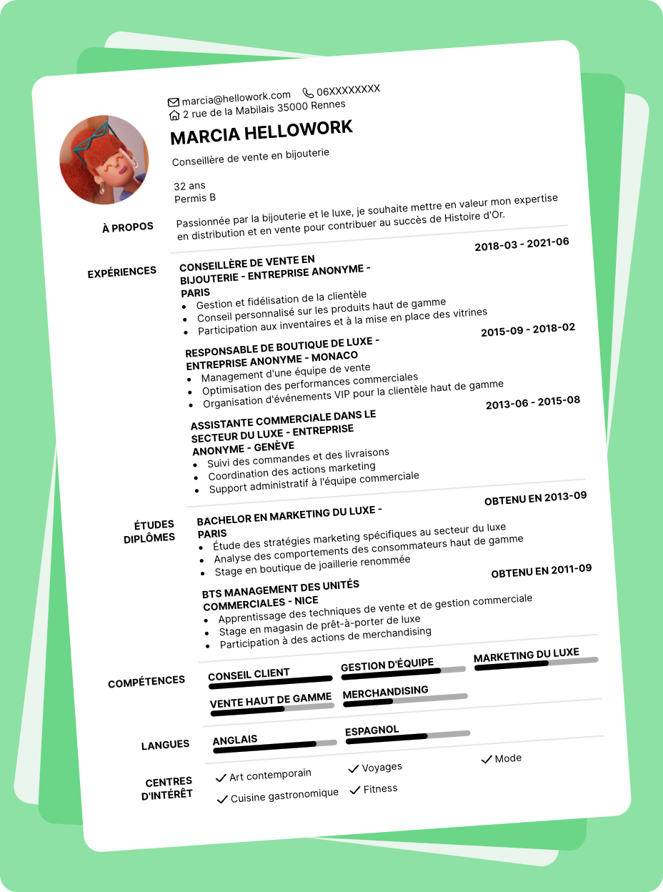 Exemple CV Histoire d'Or