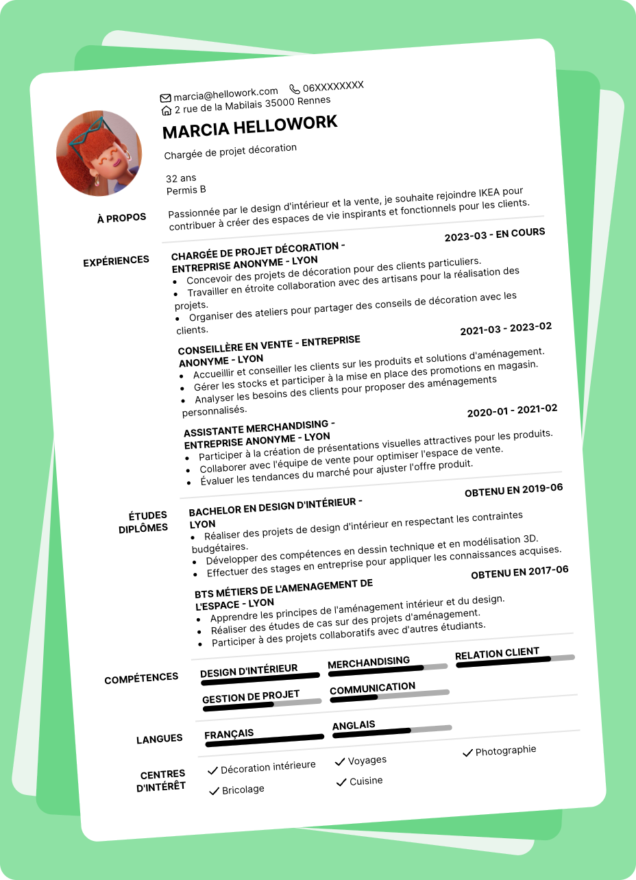 Exemple CV IKEA